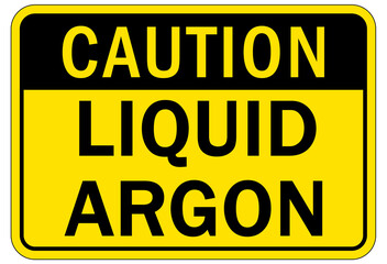 Argon chemical hazard sign and labels liquid argon