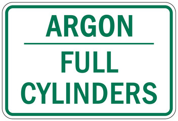 Argon chemical hazard sign and labels argon full cylinders,ready to use