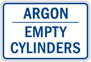 Fototapeta premium Argon chemical hazard sign and labels argon empty cylinder, do not use