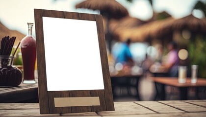 table menu mockup design with a glass of cocktail, Generative Ai