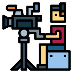 video man filled outline icon style