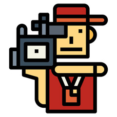 video man filled outline icon style