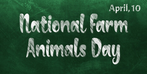 Obraz premium Happy National Farm Animals Day, April 10. Calendar of April Chalk Text Effect, design