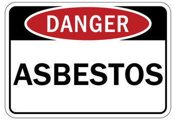 Asbestos chemical hazard sign and labels 