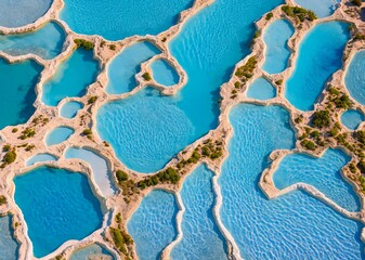 beautiful aerial view of the pamukkale turk from a cliff of the dead sea. the concept of 