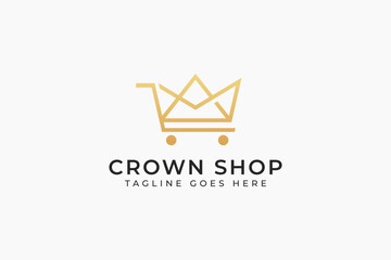 Naklejka premium Crown Shop Retail Store Online Commerce Service App Logo Concept