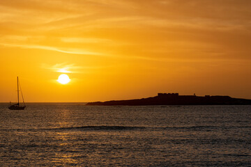 Fototapeta na wymiar Sunset over Ilheu de Djeu, Boa Vista, Cape Verde