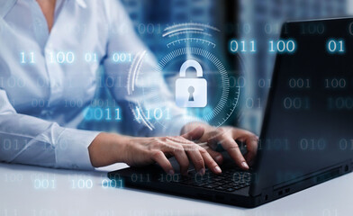 Cyber, personal data and information security. Internet and networking security system concept.