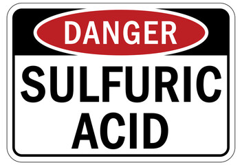 Sulfuric acid chemical warning sign and labels
