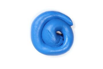 Blue plasticine curl isolated on white