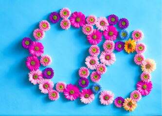 spring flowers on blue background