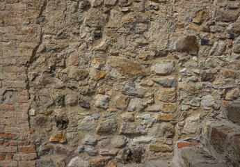 Medieval background. Detail of the wall of the castle of Este, Italy.