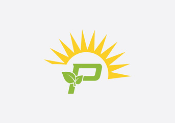 Green healthy leaf logo and Solar panel icon and Solar Energy symbol design and eco sun logo design