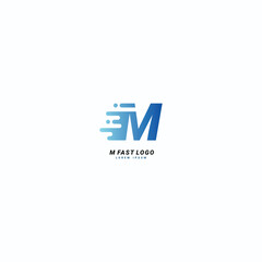Initial letter M Fast speed logo design template