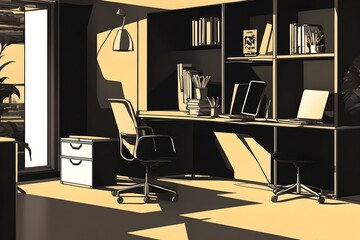 illustration design of office room, generative art by A.I.