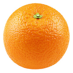 Single ripe whole orange citrus fruit isolated on transparent background. Full depth of field.