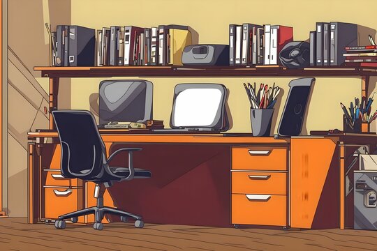 illustration design of office room, generative art by A.I.