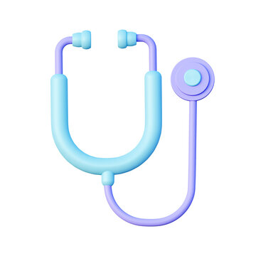 Red heart with Stethoscope. The icon is about the patient's care. Listening to the heart. 3d rendering illustration.