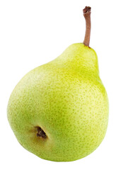 Green yellow pear fruit lies isolated on transparent background