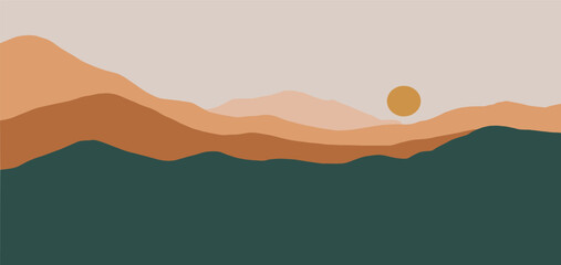 Here is an abstract mountain sunset vector image. It is a minimalist treatment of a natural scene.