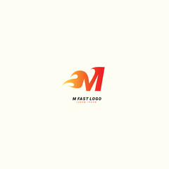Initial letter M Fast speed, fire logo design template