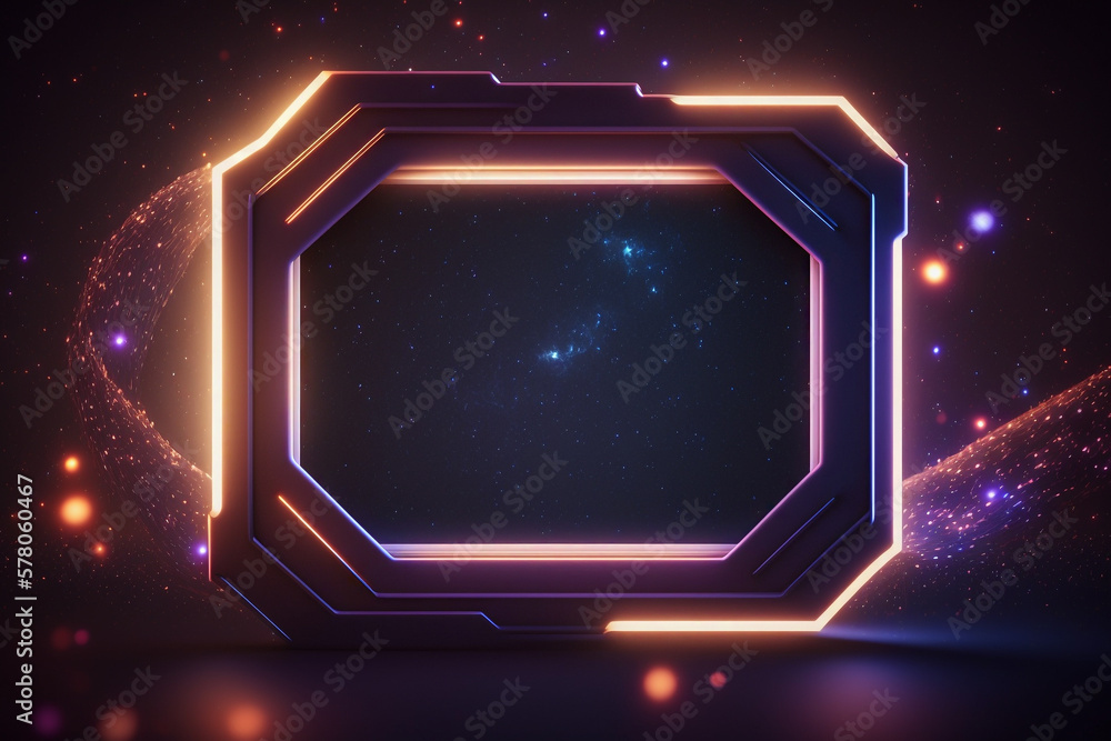 Poster empty horizontal sci-fi frame on background space galaxy generative ai