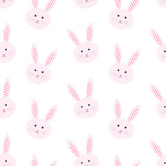 Seamless pattern pink Bunny vector illustration