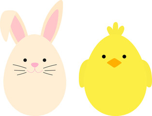 Easter Bunny and Chick vector illustration