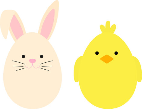 Easter Bunny and Chick vector illustration