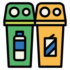 recycle bin filled outline icon style