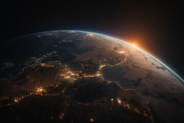 earth in space in the night