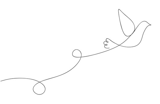 One line drawing bird flying. Hand drawn continuous line bird isolated on white background. vector illustration
