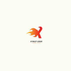 Obraz premium Initial letter X Fast speed, fire logo design template