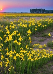 Obraz premium beautiful yellow flowers in the field