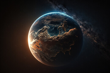 Naklejka premium earth in space with milky way