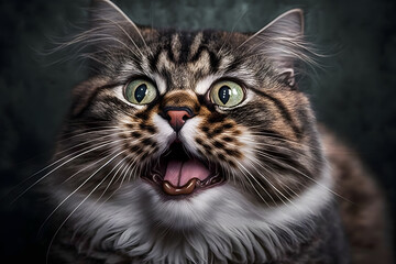 Fototapeta premium Portrait funny cat with a tongue photography made with Generative AI