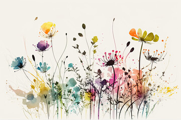 Abstract watercolor illustration of flowers