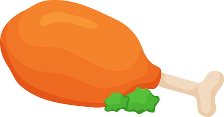 Grocery food set vector illustration. vegetables, meat, pork, confectionery and dairy products,  Supermarket list, diet plan concepts. fried chicken drumsticks.