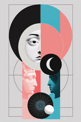 Minimal Abstract Surreal Geometric Colorful Collage Generative AI