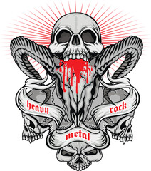 Gothic sign with skull, grunge vintage design t shirts