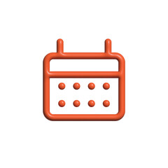 3d calendar icon in orange color