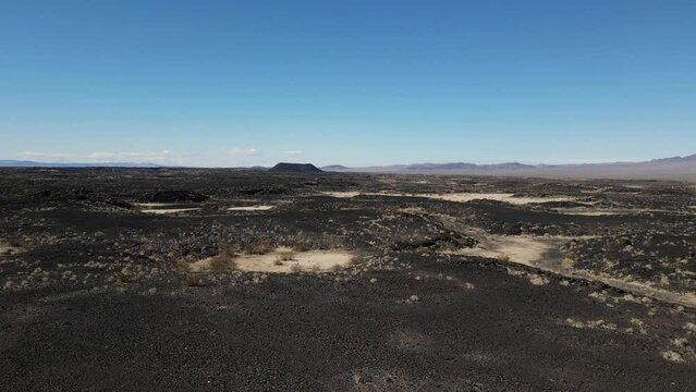 Low altitude lava landscape at Amboy Crater.