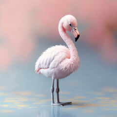 Mini cute Flamingo created with Generative AI Technology