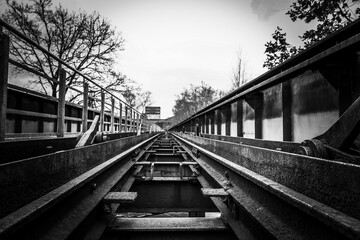 Fototapeta premium coal transport rail in black and white