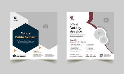 notary service social media post square web banner marketing layout template. 