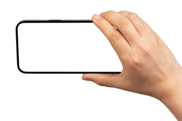 Mockup of mobile in hand isolated