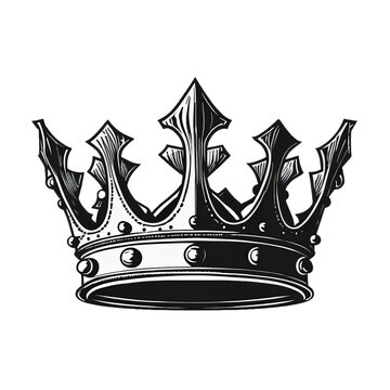 King crown vector Illustration hand drawn on white. Crown isolated, hand drawn crown on a transparent background.