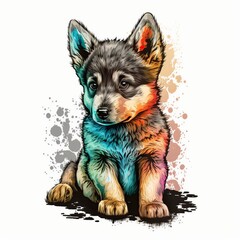 illustration, lovely puppy, ai generative