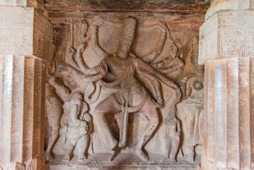 Nataraja sculpture in Ravana Padi Cave Temple in Aihole