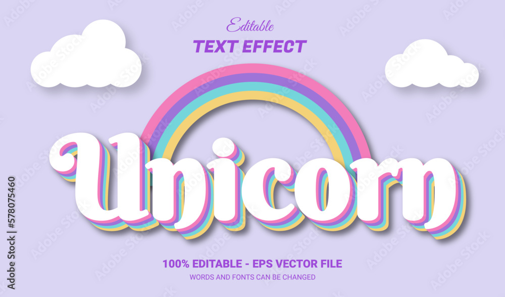 Canvas Prints cute unicorn editable text effect